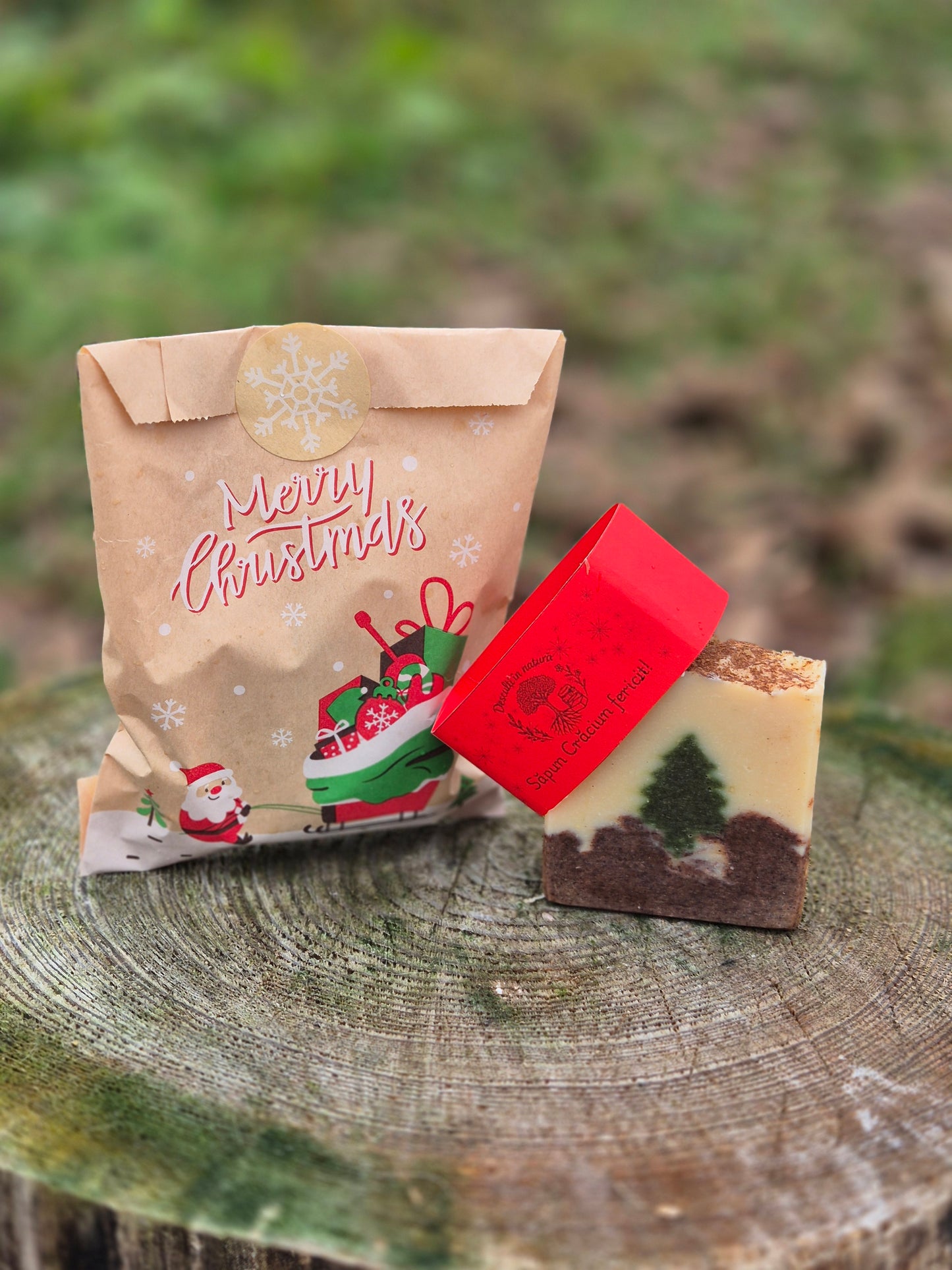 Săpun natural Crăciun Fericit cu scorțișoară și portocale - handmade artizanal